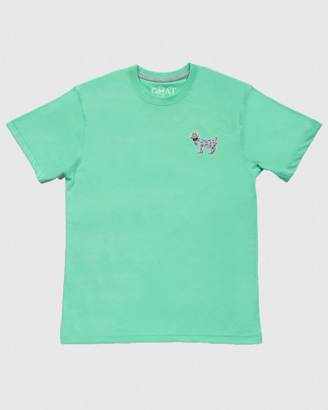 Green t-shirt with cherry blossom goat