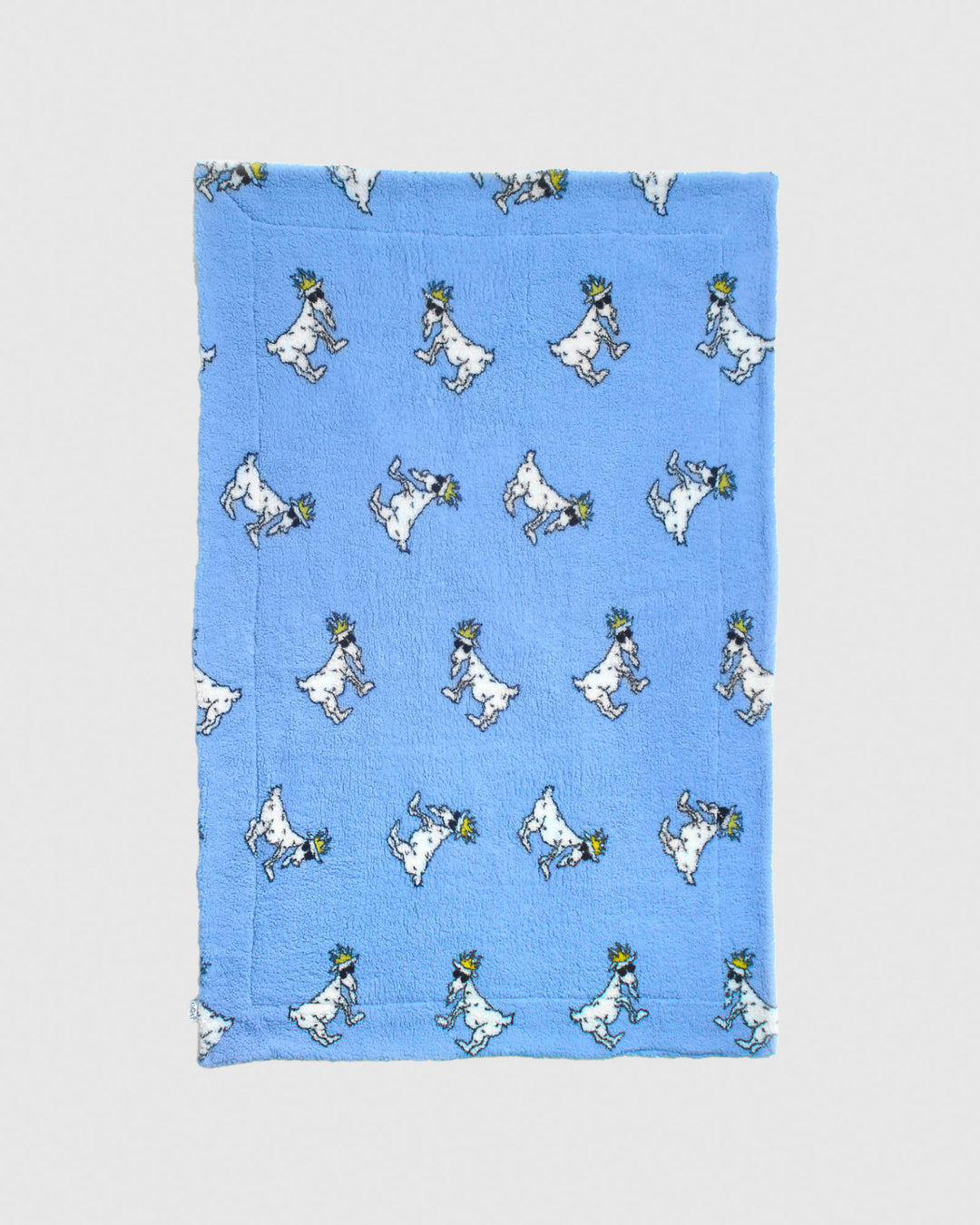 Carolina Blue sherpa blanket with white goats