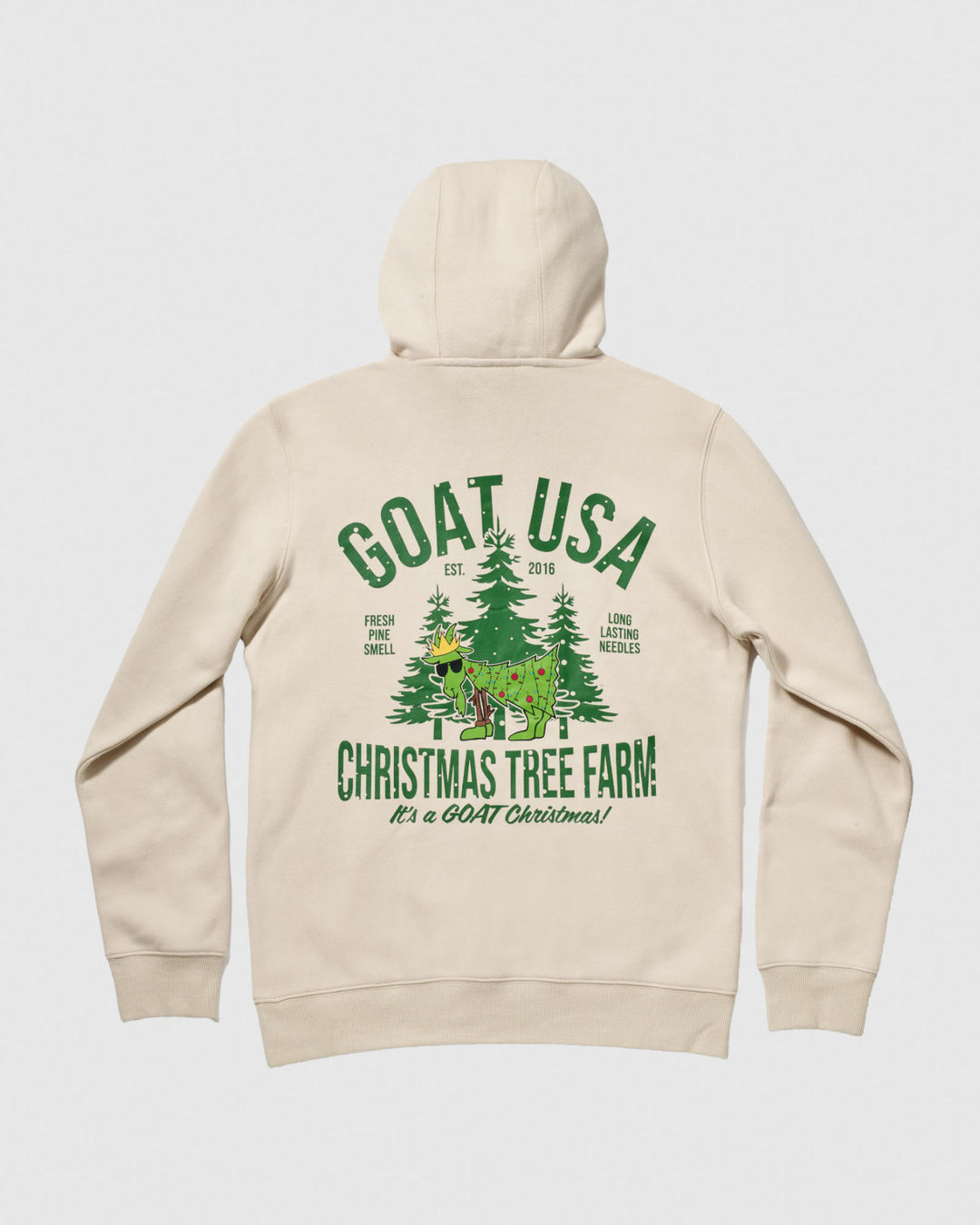 Sandshell sweatshirt with Christmas tree farm design