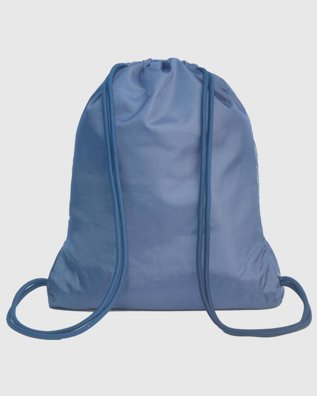 Back of navy drawstring bag