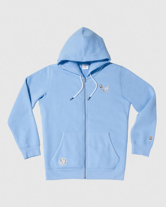 Front of Carolina Blue sherpa-lined full-zip sweatshirt#color_carolina-blue