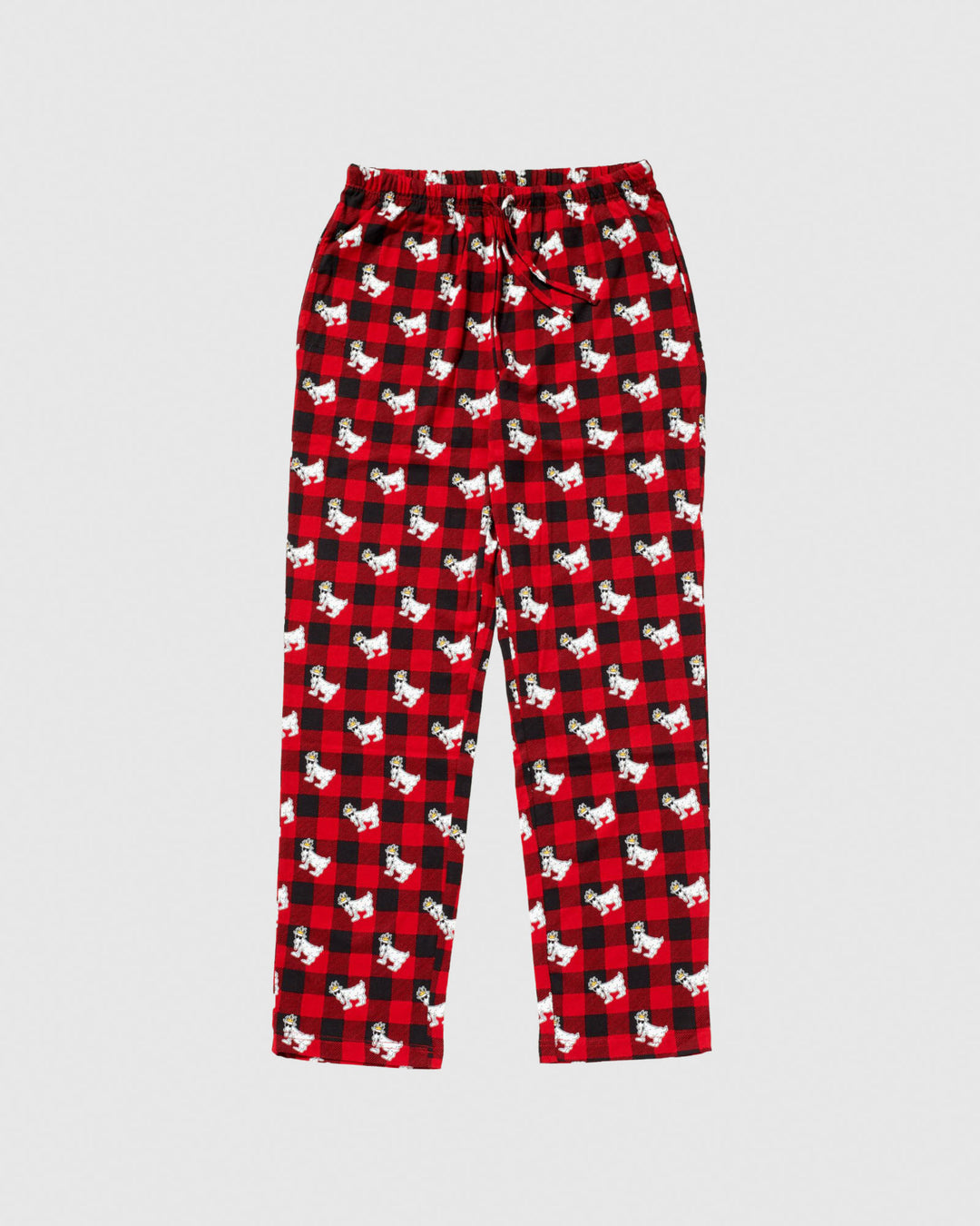 Buffalo plaid pajama pants with goat pattern