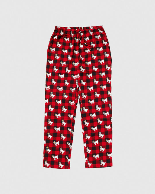 Buffalo plaid pajama pants with goat pattern