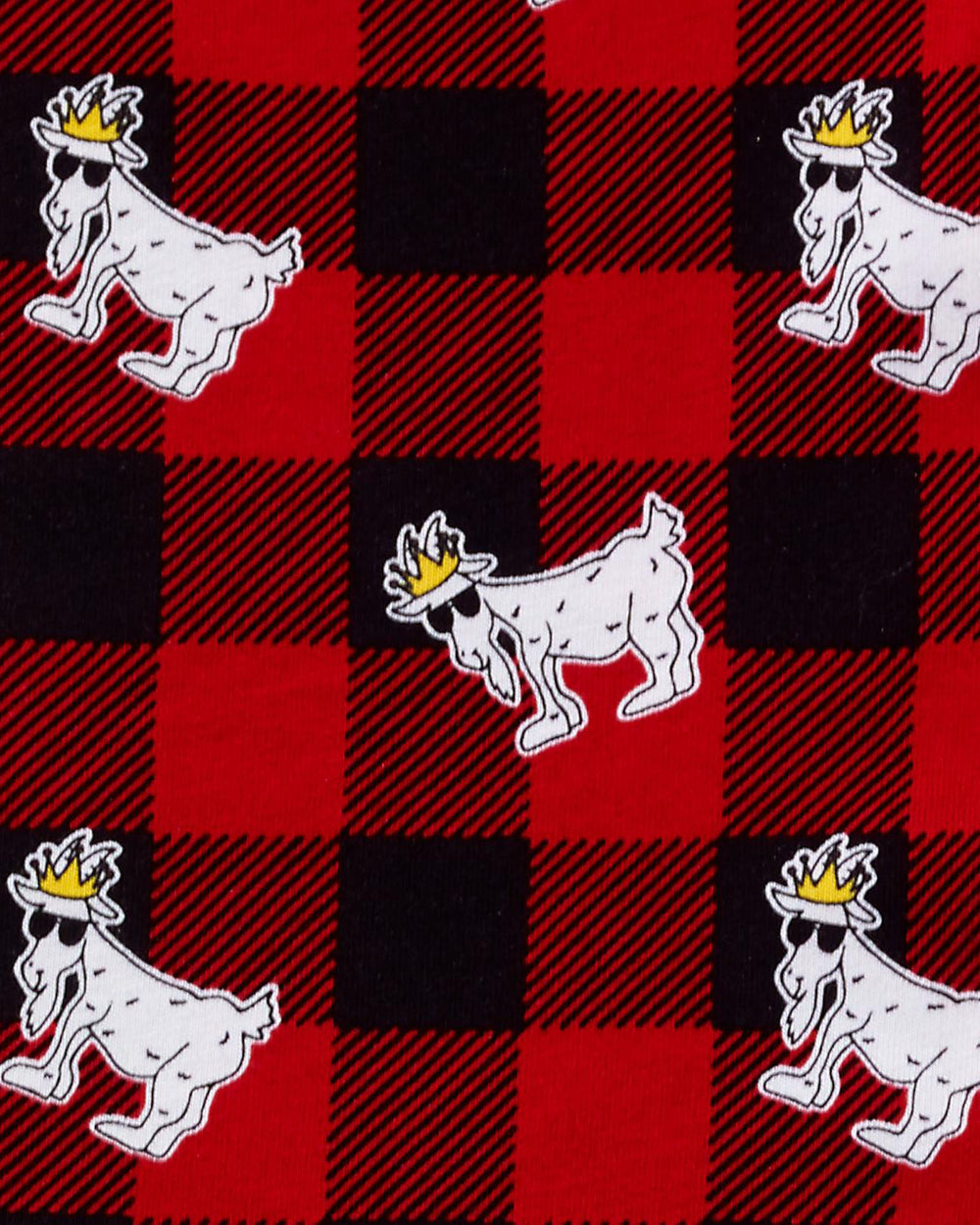 Close-up of buffalo plaid goat pattern