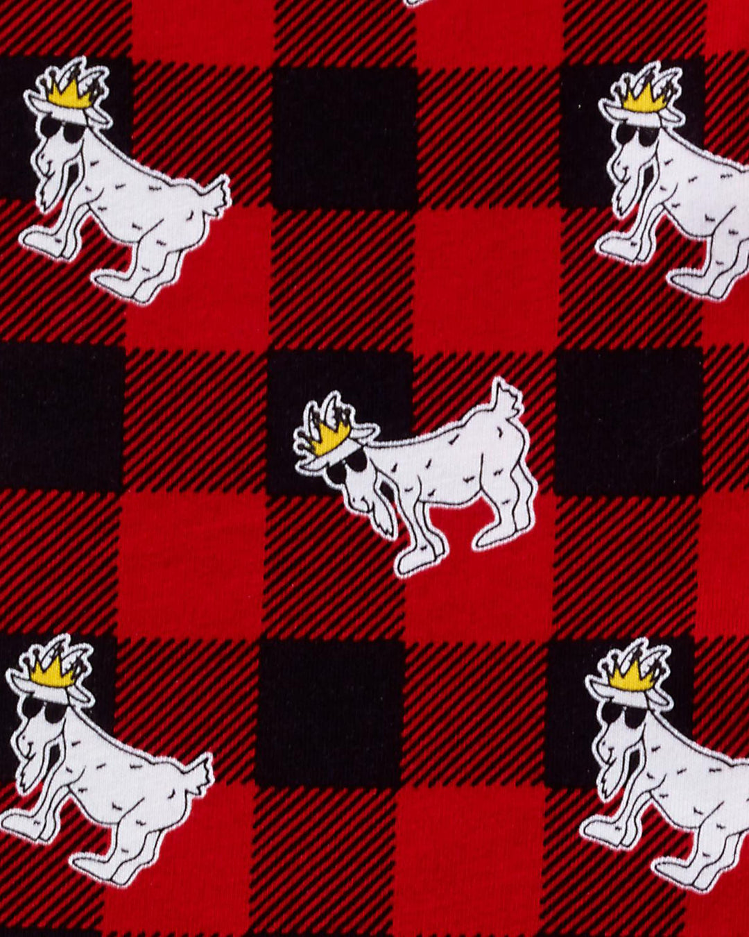 Close-up of buffalo plaid goat pattern