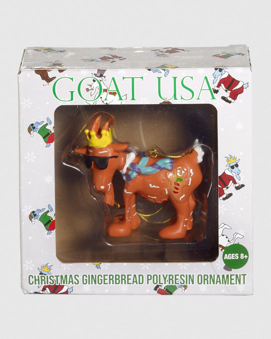 Gingerbread goat ornament in box