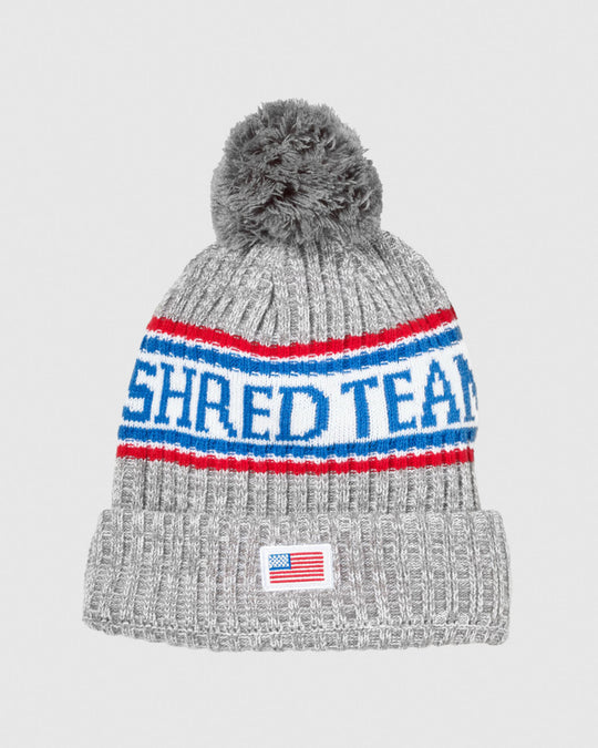 Winter hat with pom pom and American flag