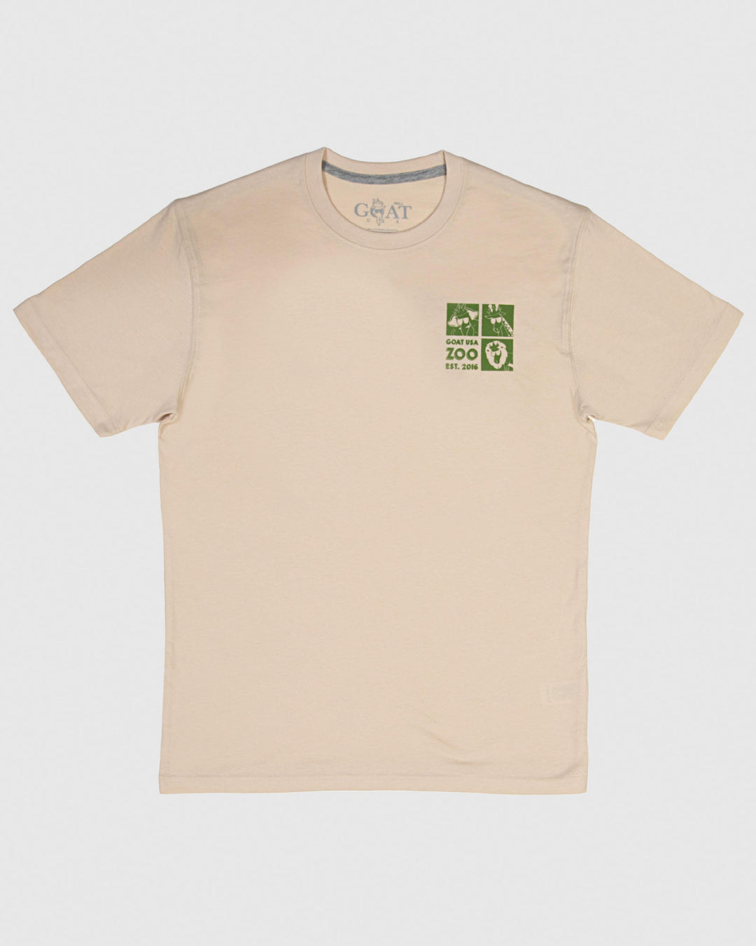 Sandshell-colored t-shirt with animals design