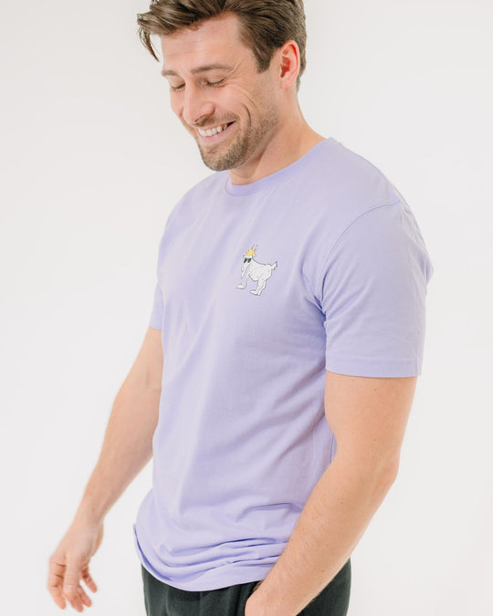 Male model wearing lavender WG T-Shirt#color_lavender