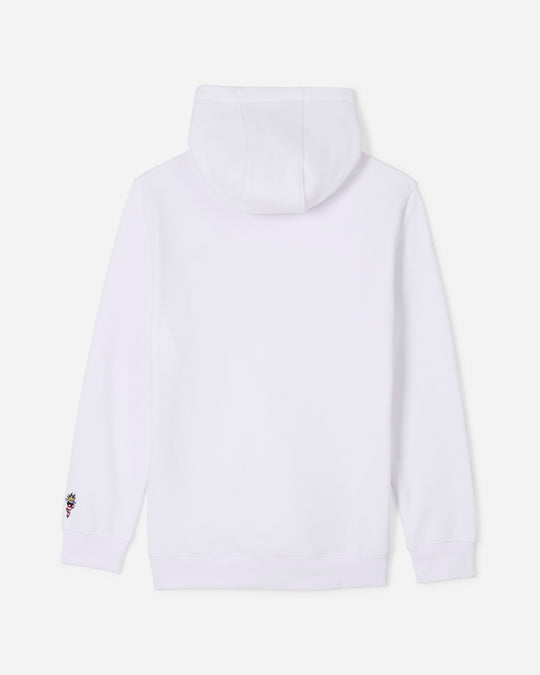 Back of white Freedom Hooded Sweatshirt#color_white