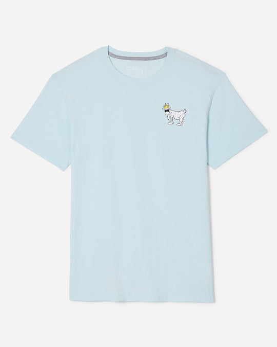 Ice Blue t-shirt with white goat#color_ice-blue