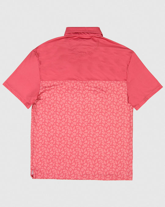 Salmon polo with subtle floral print