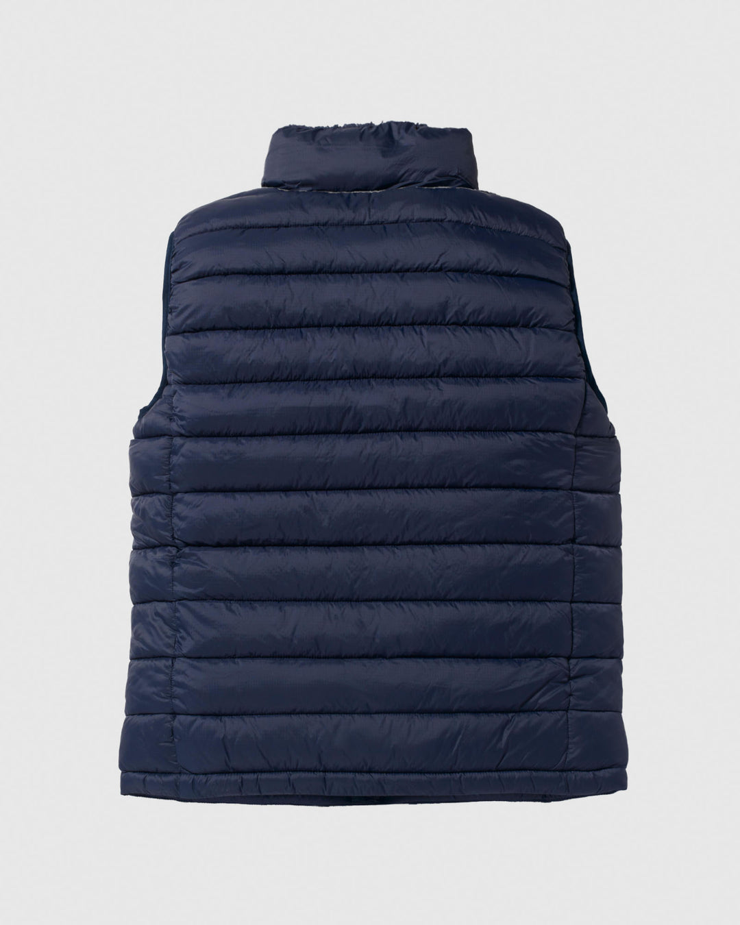 Back of dark navy Men's Puffer Fleece Vest#color_dark-navy