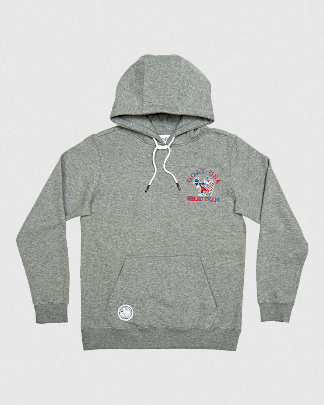 Front of gray Shred "Ski" Team Hooded Sweatshirt