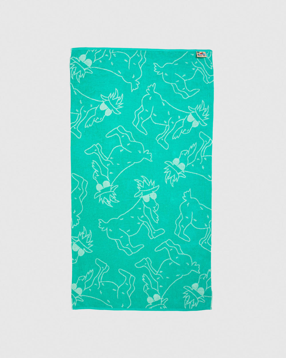 Green beach towel with mint-colored goats#color_mint-turquoise