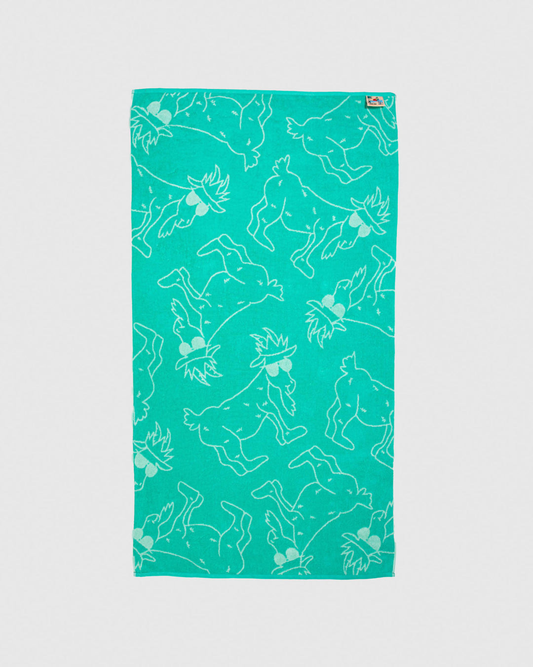 Green beach towel with mint-colored goats#color_mint-turquoise