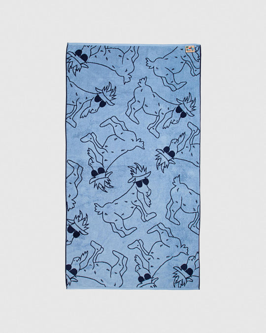 Light-blue beach towel with navy goats#color_navy-carolina-blue