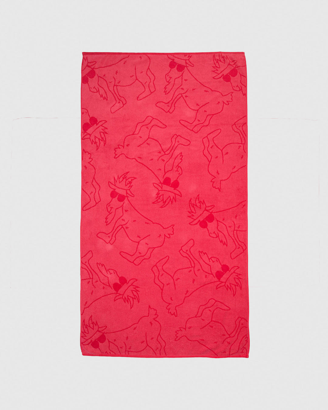 Salmon beach towel with red goats#color_salmon-red