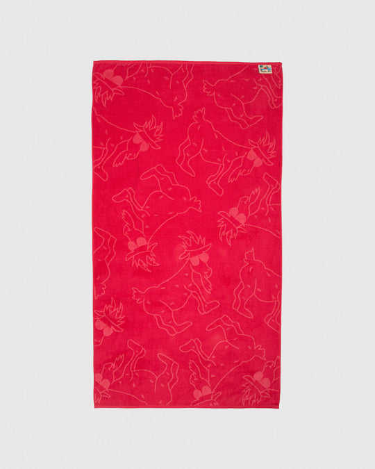 Red beach towel with salmon-colored goats#color_salmon-red