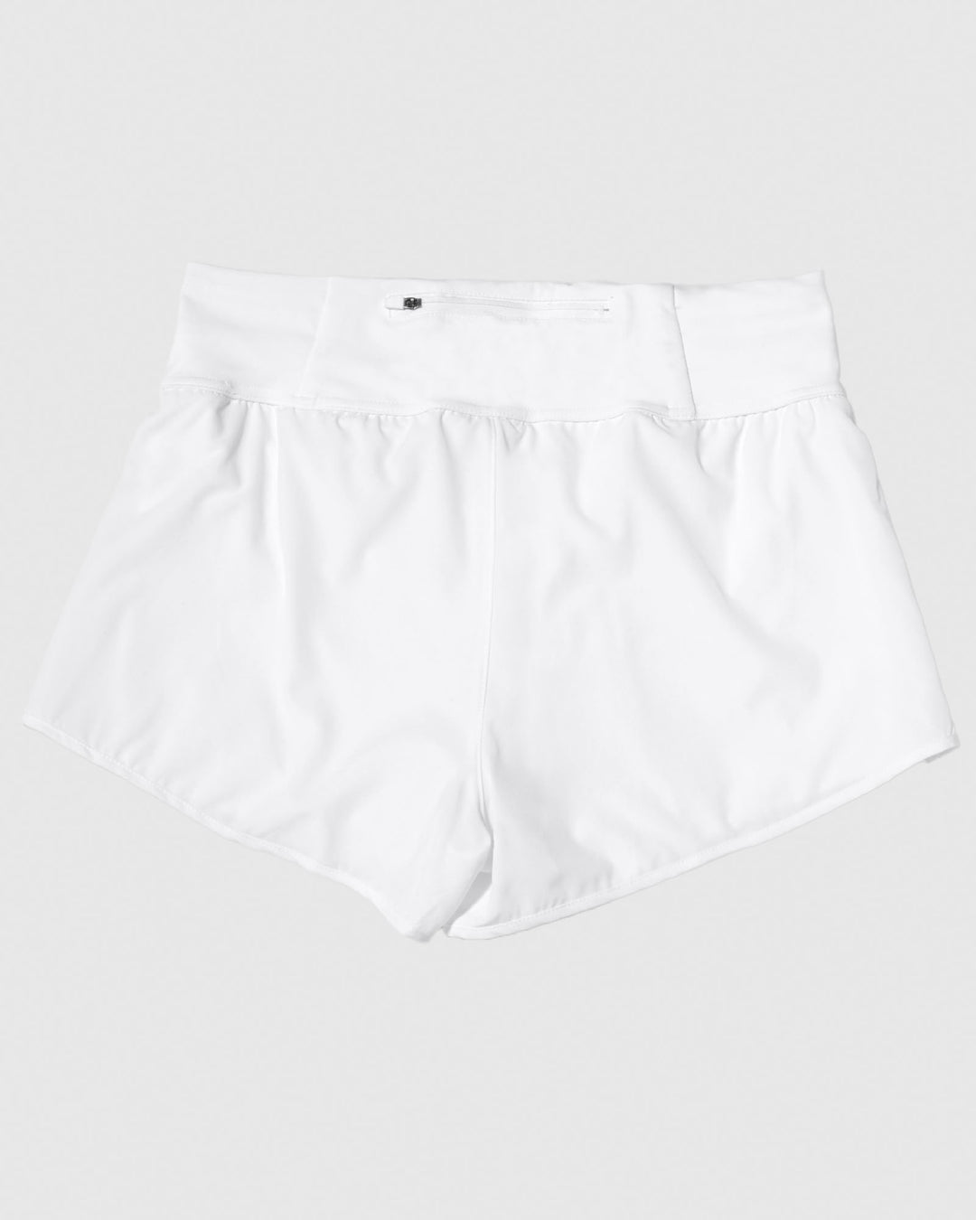 Back of white women's athletic shorts#color_white