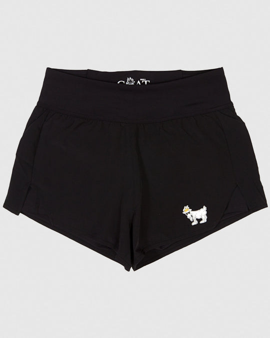 Black women's cut athletic shorts#color_black