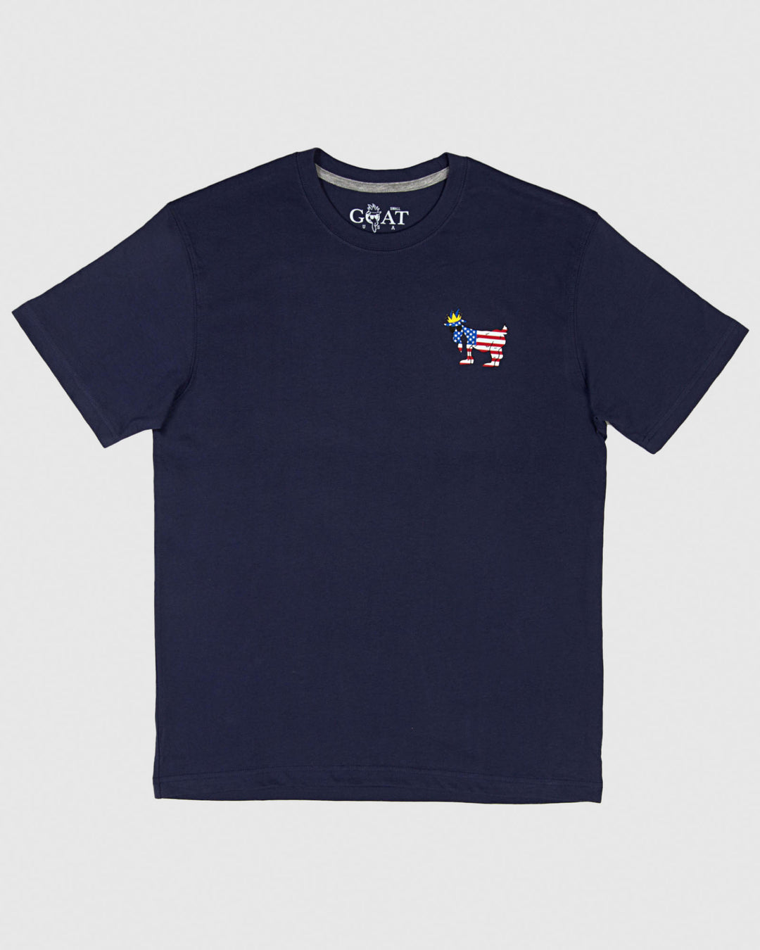 Navy shirt with American flag goat