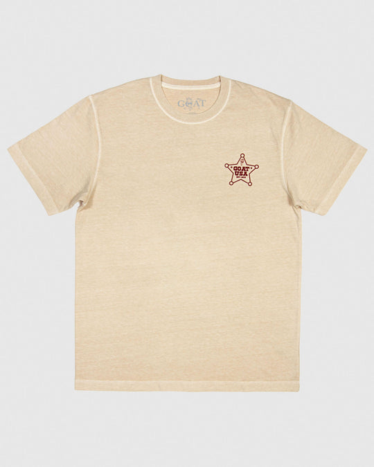 Sandshell-colored t-shirt with sheriffn badge on left chest